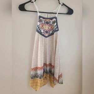Boho Sleeveless Halter with Geometric Pattern